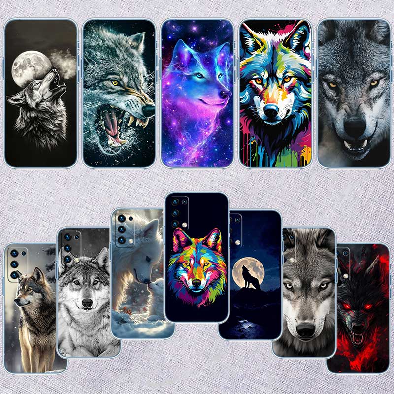 UP6 Transparentes Handyhülle mit Wolf-Motiv für Samsung Galaxy A04 A04S A14 A23 A34 A54 M23 M33 M52 M53
