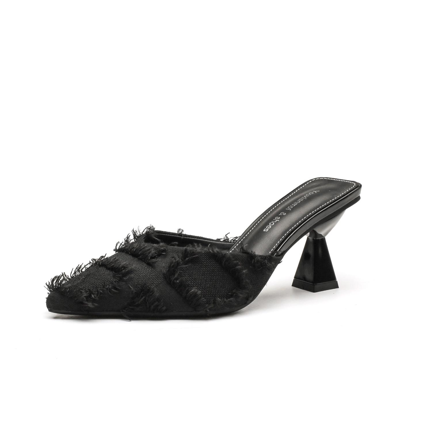 

Летние новые женские туфли-лодочки, модные туфли с острым носком, тканевые, на высоком каблуке, женские, для вечеринок, повседневные, на высоком каблуке 40