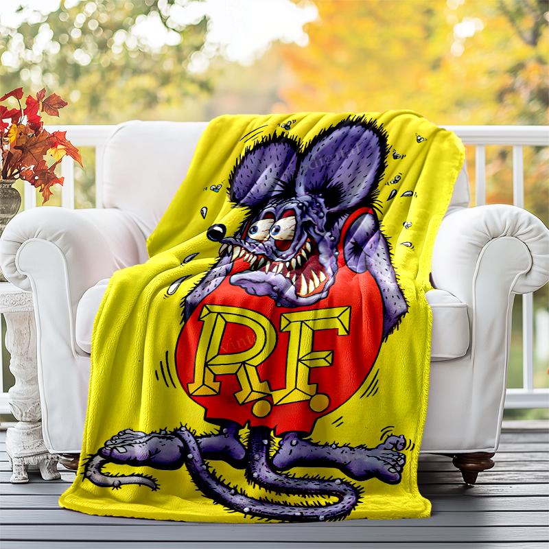 Rat Fink Power Flannel Blanket Soft All-Season Throw, Design for Camping, Car Travel, Hiking Sofa, Bed, Office Perfect Gift for Parties