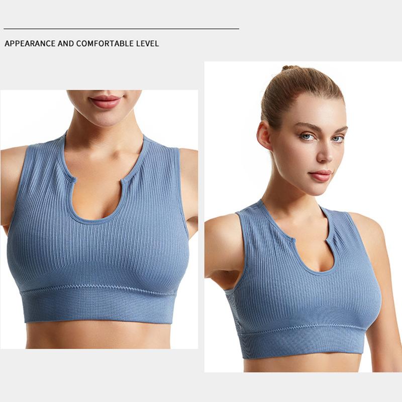 Sportbehåar för kvinnor Ärmlösa Utan Bygel Stötdämpande Andningsbara Lätta Elasticitet Linne för Yoga Fitness Kroppsbyggnad Dans Löpning