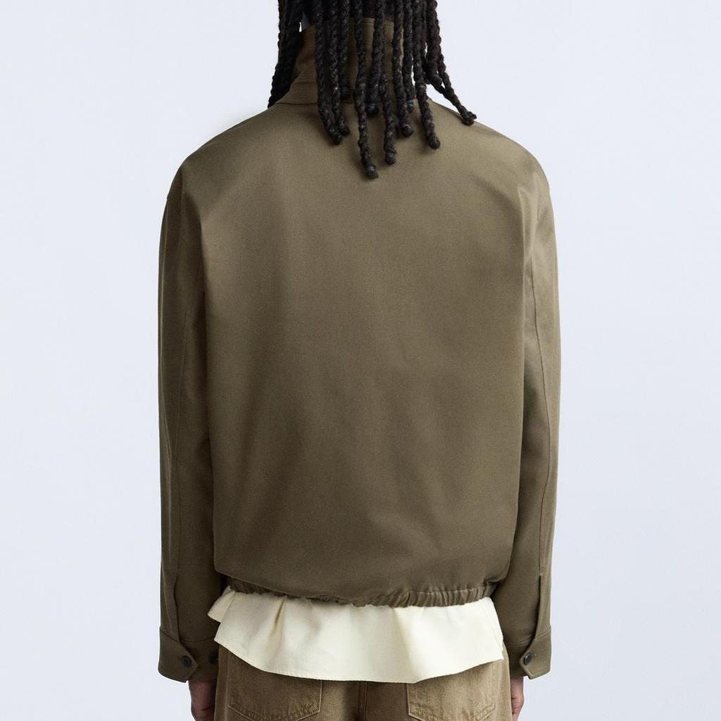 Zara Origins Kolekcja Specjalna Jednolity Kolor Casualowa Klapa Długi Rękaw Męska Kurtka Brązowa Zielona 7563300-054