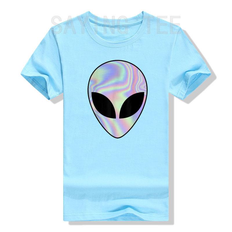 Alien Head TShirt Colorful AlienUfo Rave Tee Y2k Top I Want To Believe Graphic Outfits Funny Believers In Life On Mars Clothes