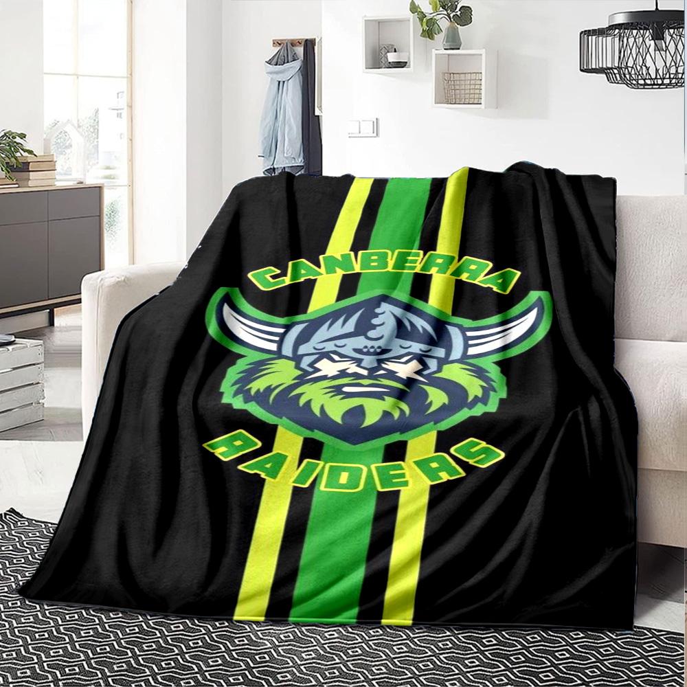 Canberra Raiders Logo Print Flannel Blanket High Quality Warm Comfortable Cover for All Seasons Perfect for Gifts Home Decor
