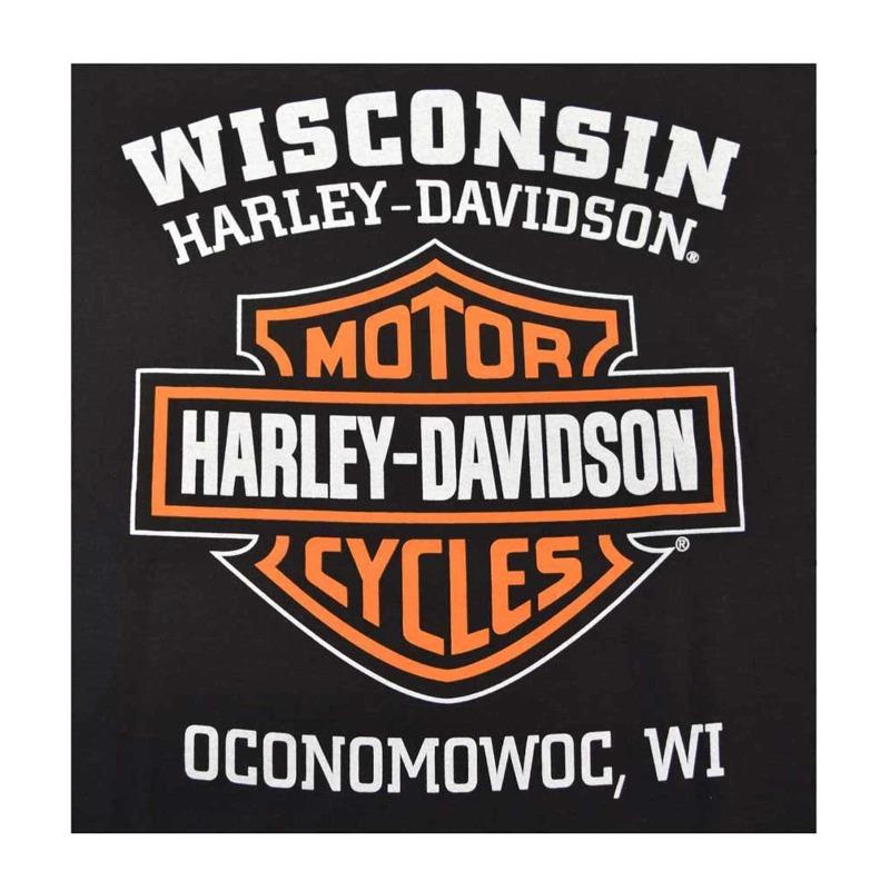 Harley-Davidson Herren Orange Streifen Schild Schwarz T-Shirt