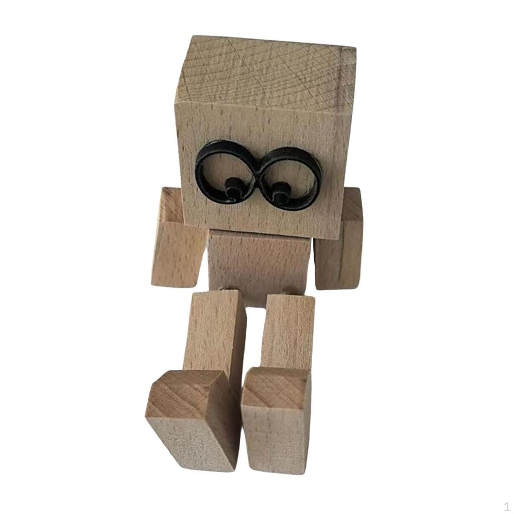 Třesoucí se nohy Dřevěná figurka muže Dekorace na palubní desku auta Kreativní kompaktní auto doplňky pro