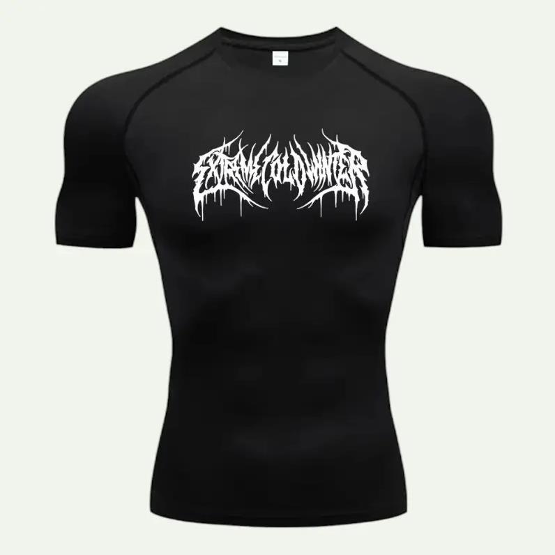 Y2K Compression Shirt Men Fitness Gym Skeleton Sport RunningSleeve T-Shirt For  T-Shirt Rashgard Tops Tee Quick Dry Short Men