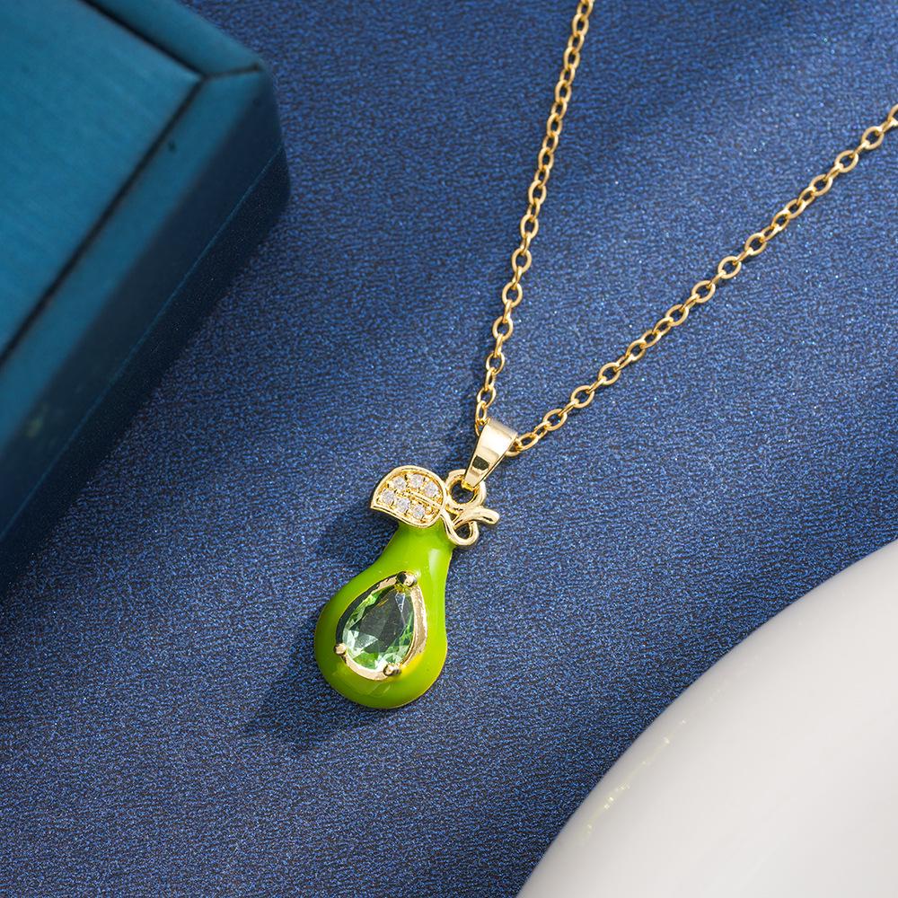 Fresh Pastoral Summer Fruit Heart Necklace for Women, Versatile Titanium Steel Clavicle Chain