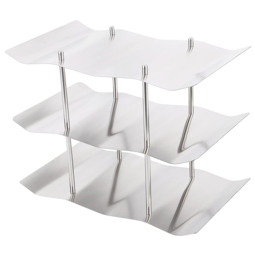 3‑Tier Stainless Steel Wine Rack Freestanding Wavy Wine Holder Display Shelf Kitchen Accessories