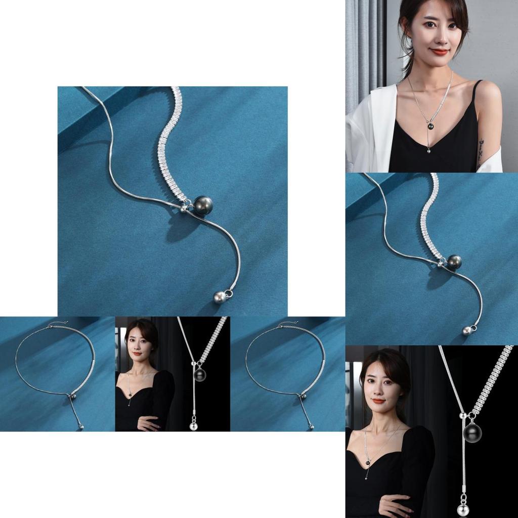 Fashionable Multi-layered Pearl And Crystal Necklace With Unique Geometric Design For Women