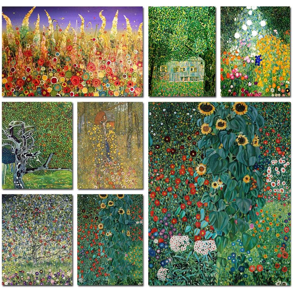 Gustav Klimt Flower Garden Diamond Painting 2022 New Collection Courtyard Landscape Diamond Embroidery Full Cross Stitch Q368