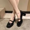 French Style Women's Mary Jane Shoes 2025 Spring New Vintage Medium Thick JKWomen's Shoes Lolita Black Single Shoes