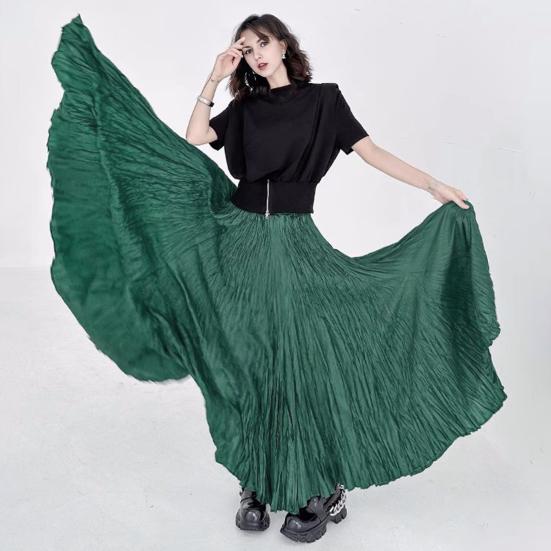 Women Skirt Skirt Elastic High Waist Maxi Pleated Dance Skirt Party