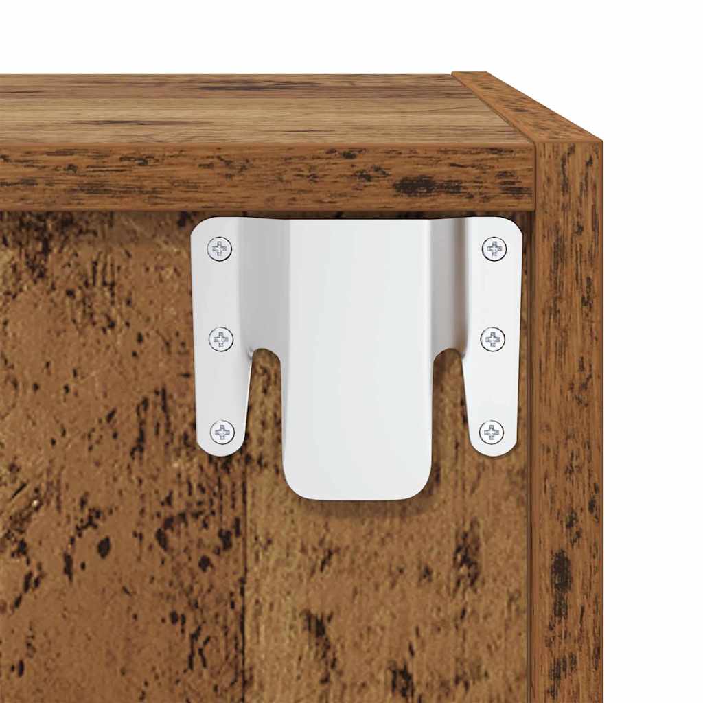 Wall Mounted TV Cabinet Set 4 Pcs Reclaimed Wood Effect Particleboard