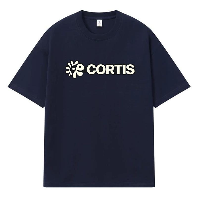 

2026 Cortis Принт Вуличний Тренд Y2k Харадзюку Вуличний Одяг 100% Бавовна Футболка Повсякденна Оверсайз Літня Чоловіча Футболка XXL Темно-синій