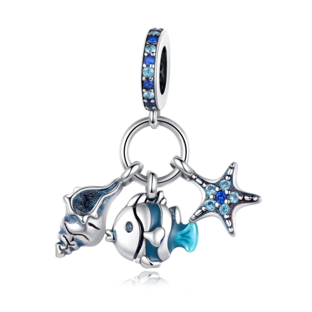 New Ocean Blue Sea Turtle Dangle Bead Fit Original Charms Copper Bracelet Diy Women Gift Fine Jewelry Beads