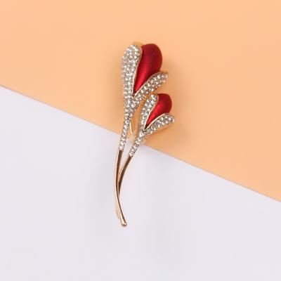 Spilla di lusso a forma di tulipano blu, spilla in zircone di rame, accessori per abiti e cappotti