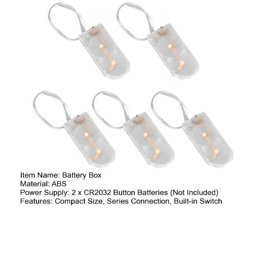 5Pcs Battery Box with Flat Flip Cover Two CR2032 Batteries Series Connection Switch Small Devices