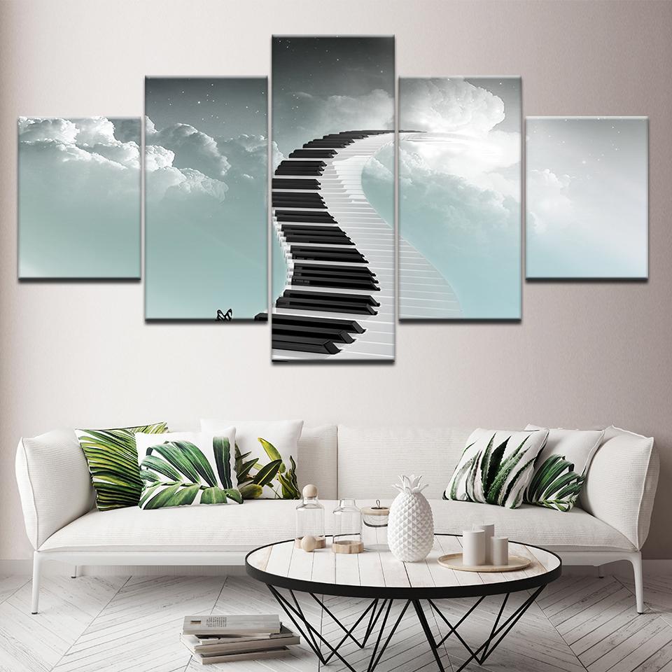 

Canvas Painting Piano keyboard Step by step 5 Pieces Wall Art Painting Modular Wallpapers Poster Print living room Home Decor 20x35 20x45 20x55cm