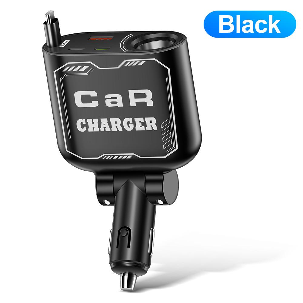 Retractable Car Phone Charger 66W Super Fast Cell Phone Charger PD USB Type C Voltage Detect Car Cigarette Lighter Adapter