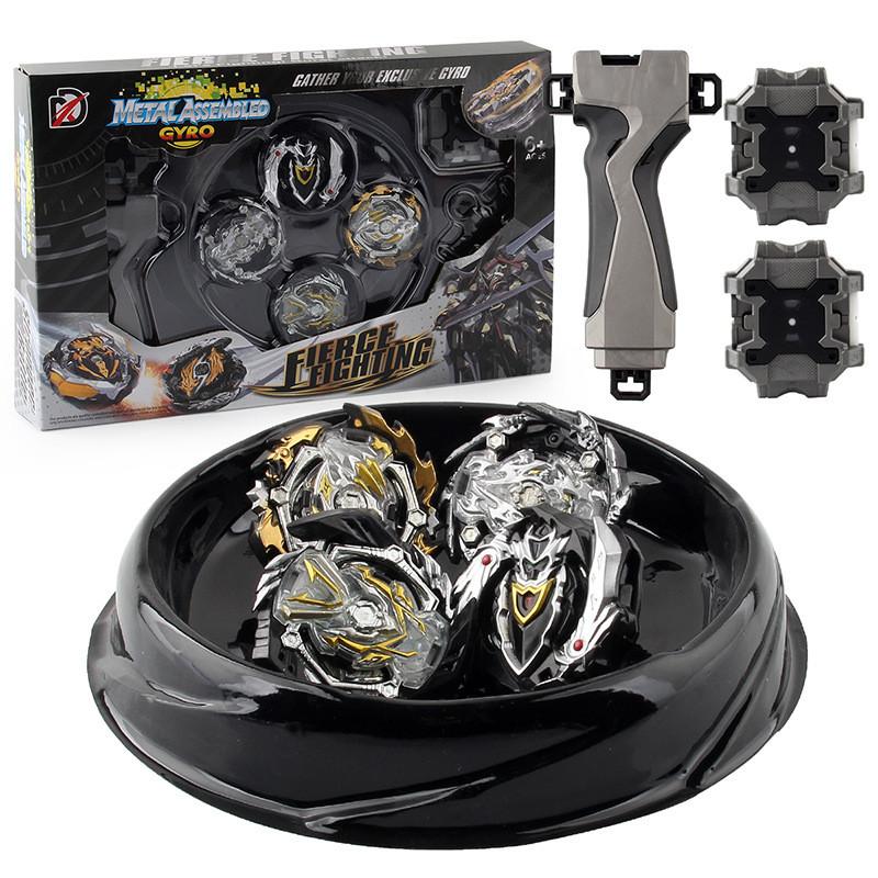 Xd168-30b Limited Edition Black Warrior Alloy Spinning Top Duel Set For Kids