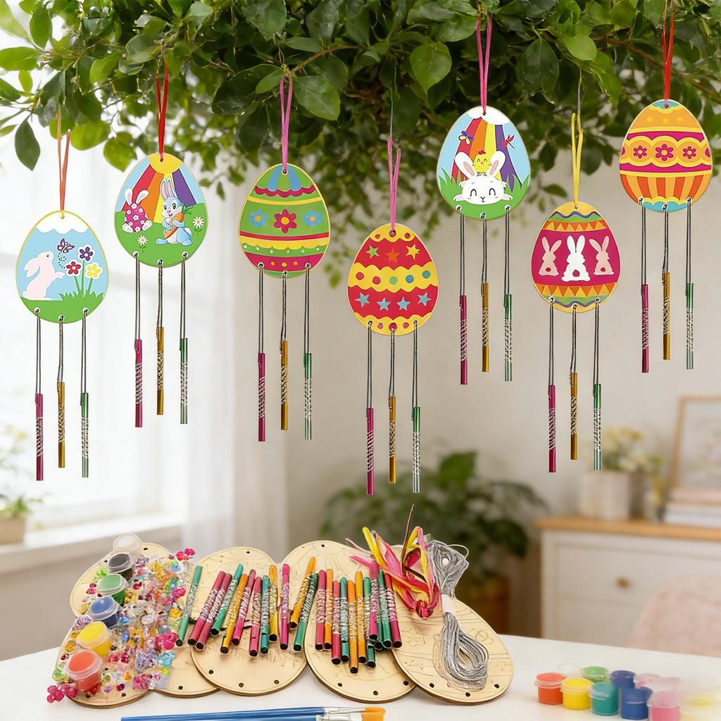 1set Easter Bunny Wind Chimes Craft Kit Chimes For Decorative For Spring Decor And Creative Family Fun 5ml