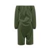 Plus Size Womens Casual  Elastic One Line Shoulder Pockets  Nine-point Cuff  Shorts Jumpsuits Wide Shorts Rompers