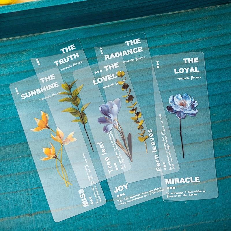 6 Stück Pflanzen Flüstern PVC Lesezeichen Set Natur Pflanzen Blumen Transparent Markierer Seite Notizhalter Schule Lesen Geschenk