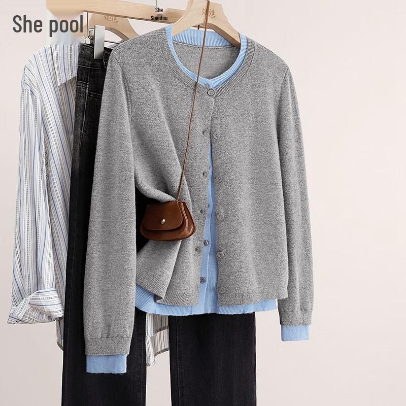 Women's Round Neck Faux Two-Piece Knit Sweater