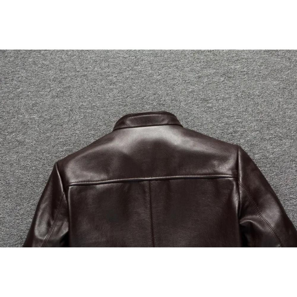 Chinesische Größe Schwarz Braun Casual Herren Jacken Echt Rindsleder Echtes Leder Jacke Männer Mäntel Herbst Chamarras De Cuero Para Hombre