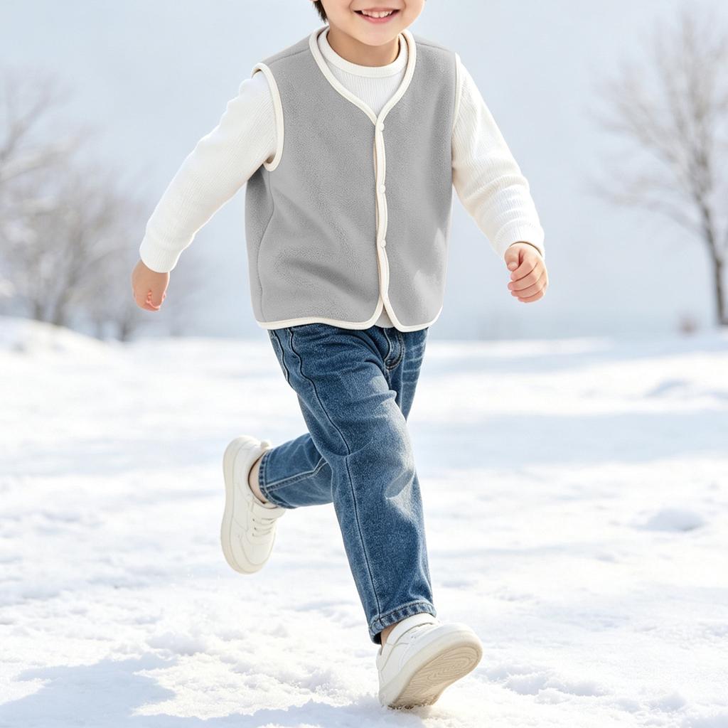 Unisex Kinder Knopfweste Lässige Oberbekleidung für Jungen und Mädchen