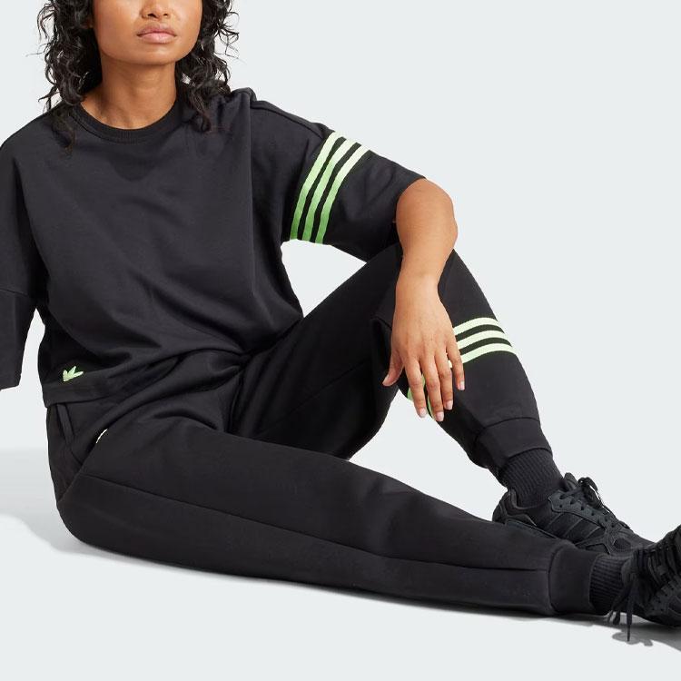 Adidas Originals Neuclassics Sweatpants Three Stripe Color Block Jogger Loose Knit Sports Pants Women Bottoms Black IU2501