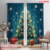 2pcs,2D Plane Printing Popular Curtain Panels Christmas Tree Gifts Snowflakes_a Versatile Fabric (without Rod) Gifts for