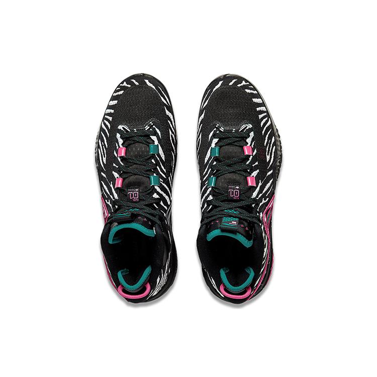 New LiNing Shudder Beast Anti Slip And Wear Resistant Support Lightweight Rebound Mid Top Basketball Shoes Black White ABFT043-1