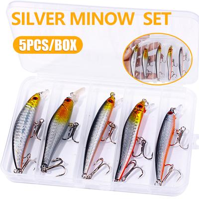 5 pz/scatola Minnow Wobblers Esche Da Pesca Set Bass Pike Crankbait Wobblers Swimbait Professionale Esca Dura