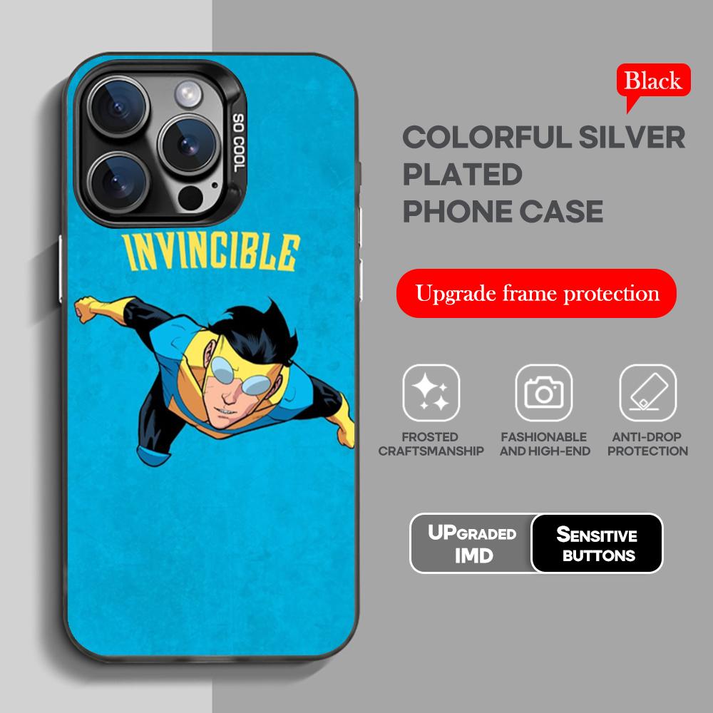Cool Invincible Phone Case black IMD Colorful Silver Suitable soft case for iPhone 16 15 14 13 12 11 XS Pro Max
