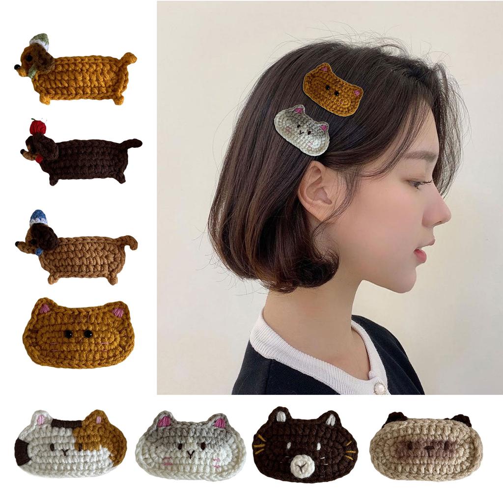 1PC Yarn Knitted Hair Clips with Dog and Cat Designs Fashion Hair Accesories for Everyday Wear or Special Occasions