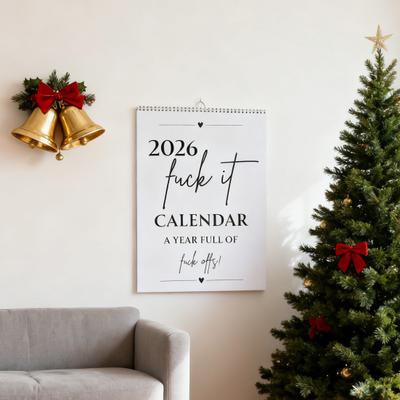 2026 Väggkalender Ett år av ofiltrerad badass design Hemmakontor Skrivbordskalender Funktionell layout Kalender