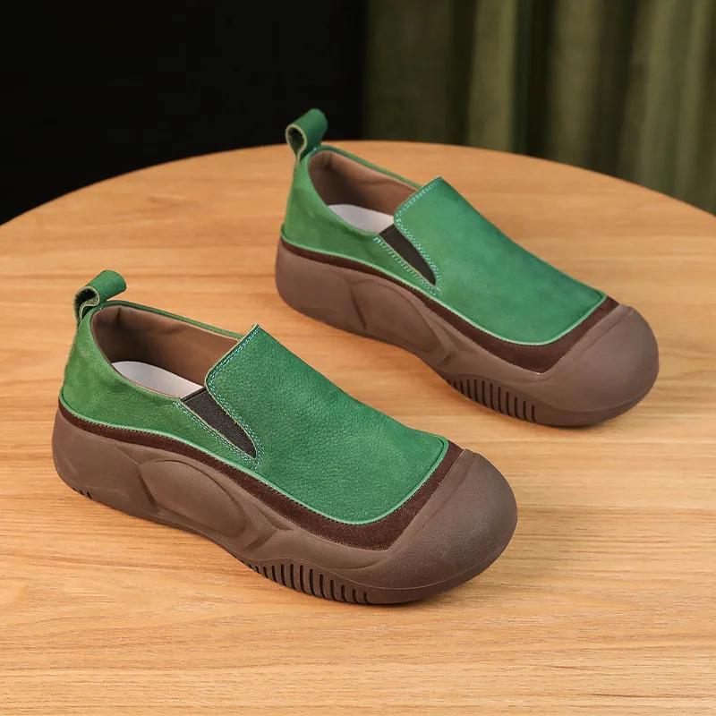 Retro Thick Sole Casual Single Shoes  Autumn New Women's Shoes Comfortable Soft Vulcanized Shoes Platform Sneakers