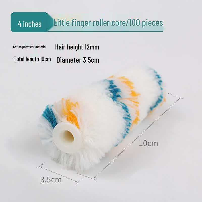 Jun Ding Ying 4-inch Yellow & Blue Cotton Paint Roller Refills, 100-pack