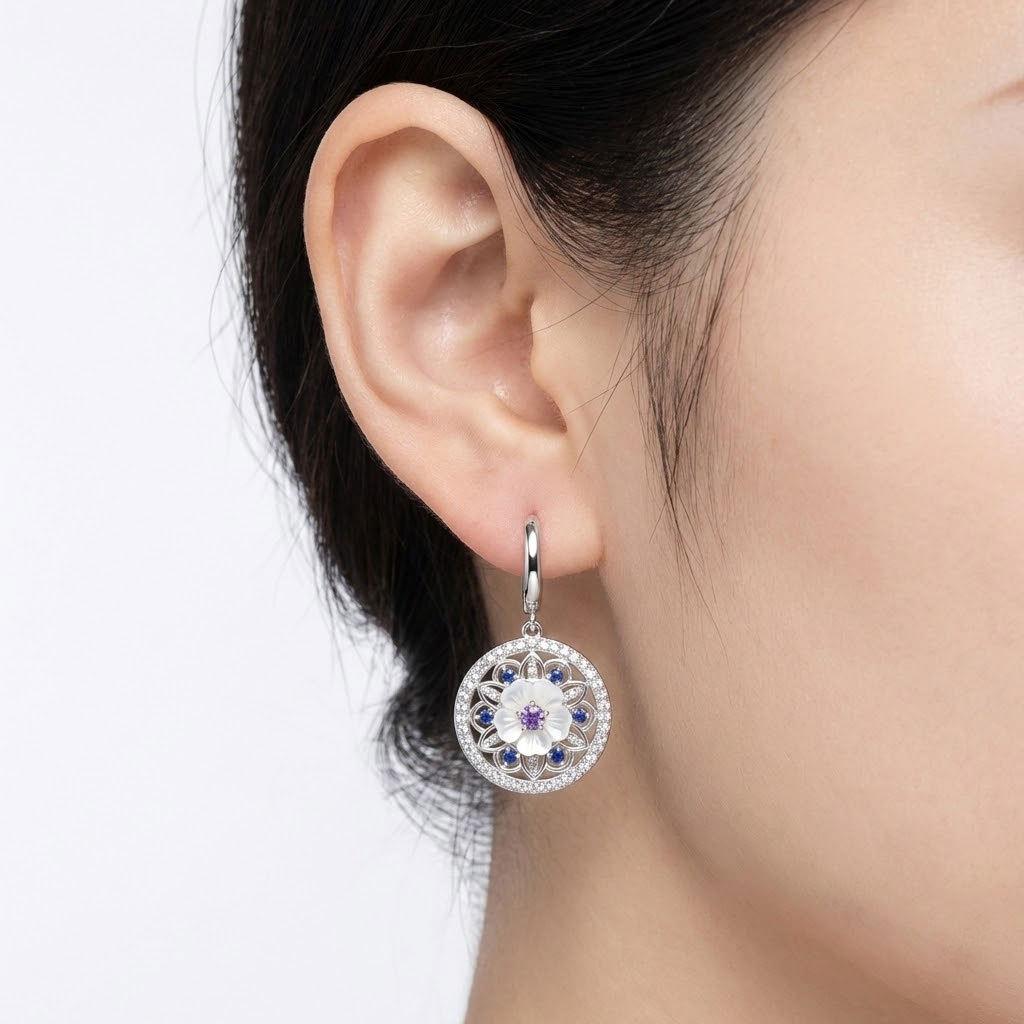 New Chinese Lotus Earrings Femininity 925 Sterling Silver Lotus Premium National Style Earrings