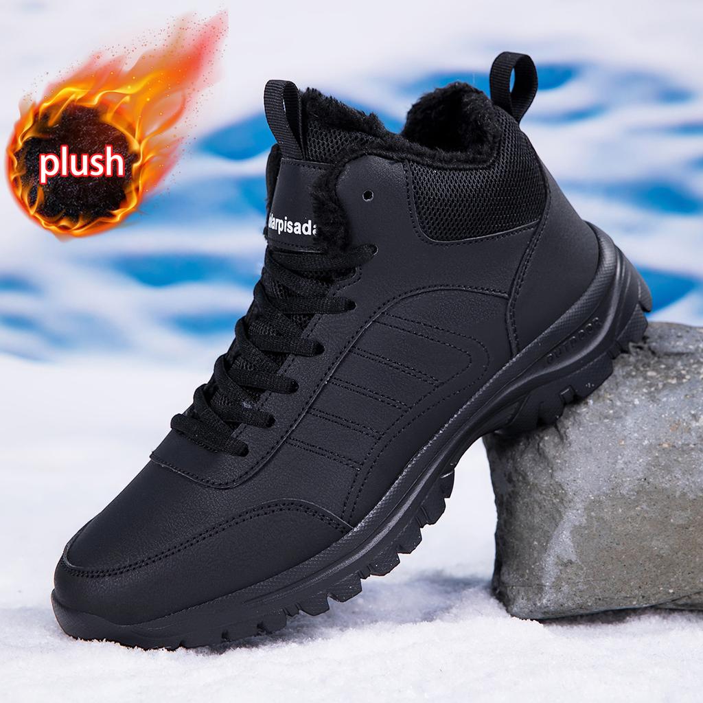 Men's Winter Velvet Warm Thick Dad Shoes Snow Boots Sports and Leisure Middle-aged and Elderly Walking Shoes Anti Slip