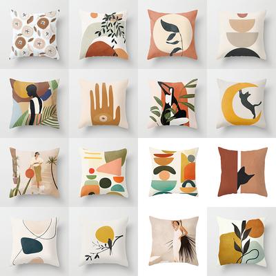 Simple Morandi Abstract Line Printing Polyester Cushion Cover Home Living Room Sofa Decoration Throw Pillow