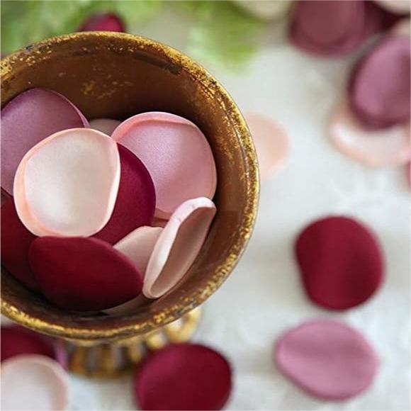 300-Pack Burnt Edge Silk Rose Petals for Wedding Decoration, Multi-Color Options