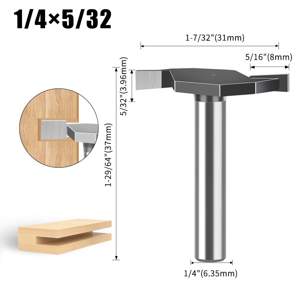 1/4 Schaft T-Messer 1/2 Nutfräser Legierung Nutfräserkopf Holzbearbeitung Fräser Wolframstahl Fräserkopf Holzbearbeitung Nutfräser