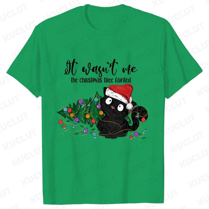 

Это был не я Рождественский кот Мужская футболка Рождественская елка Повседневная мода Рождественская эстетика Футболки с коротким рукавом 6XL