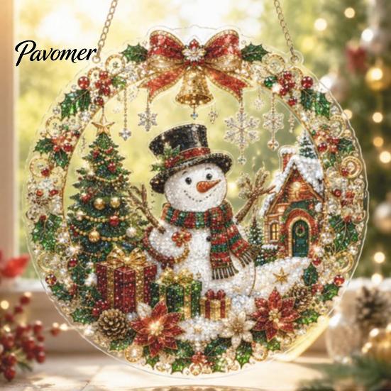 Living Room Holiday Decor Christmas Faux Pearl Art Hanging Ornament Kit, Acrylic Glowing Gift Ideas for Tree Window, DIY Festive Pendant Home Party