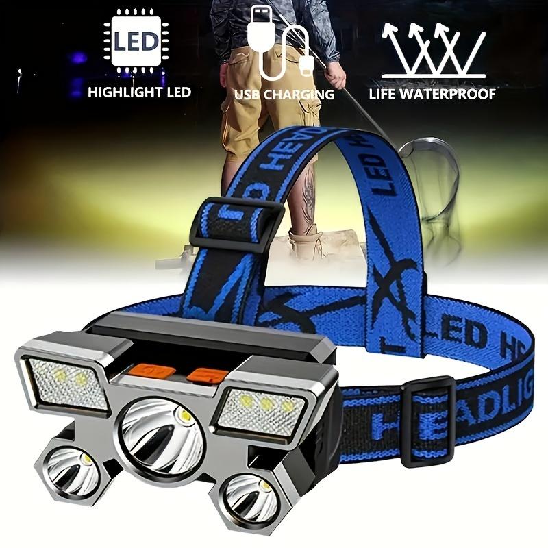 1pc-Portable headlights, LED rechargeable headlights, zoom headlights, outdoor headlights, hiking waterproof flashlights