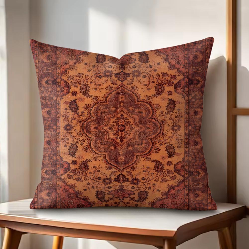 Persian Rug Pattern Cushion Cover Natural Linen Organic Fabric DoubleSided Printing Couch Pillow Covers Home Decor