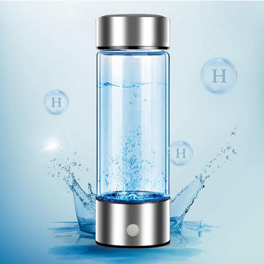 420ML Wasserstoffreiches Glasbecher Tragbarer Wasserstoffwasser-Ionisierer Maschine Auslaufsicher Elektrische Wasserstoffwasserflasche für Zuhause Reisen
