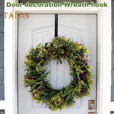 1 Pc/2 Pcs Telescopic Wreath Hanger Adjustable Metal Hook for Front Door Over The Door Wreath Hanger with Protective Pad for Christmas Decorations